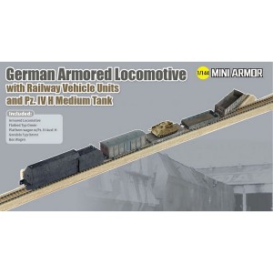 D14152 1:144 GERM.ARMORED LOCOMOTIVE w/RAILWAY VEH