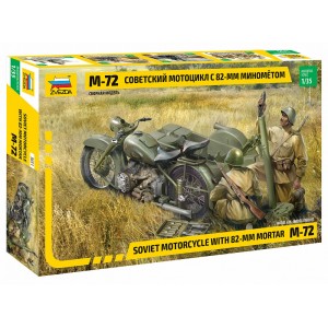 Z3651 1:35 SOVIET MOTORCYCLE M-72 W/MORTAR