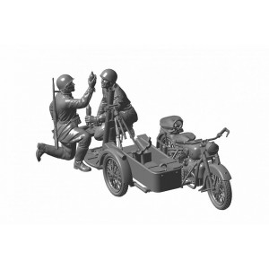 Z3651 1:35 SOVIET MOTORCYCLE M-72 W/MORTAR