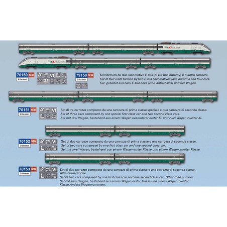AC70151 1:87 ZEST.3 wagonów ETR500, 1x1kl, 2x2kl